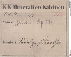 Etiketten zu Zirkon (NHMW-MIN-Ap876)